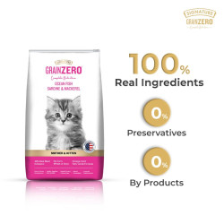 Grain Zero Kitten Dry Cat Food 1kg | Ocean Fish, Sardine & Mackerel |DHA for Brain Development, 48% Fresh Fish Inclusion | Promotes Healthy Skin & Coat | for Kitten & Mother |Free Container
