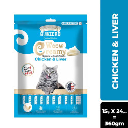 Signature GrainZero Woow Creamy Lickable Cat Treats – Chicken & Liver - 15g pack (20+4 (360g) sachets FREE)