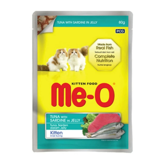Meo Kitten Tuna & Sardine Gravy Pouches 480g (80g x 6Pcs)