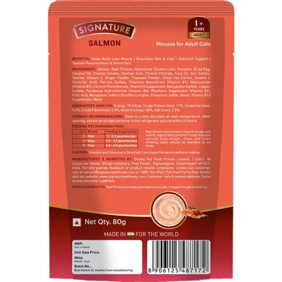 Signature Grain Zero Salmon Mousse Adult Cat Wet Food - 80g