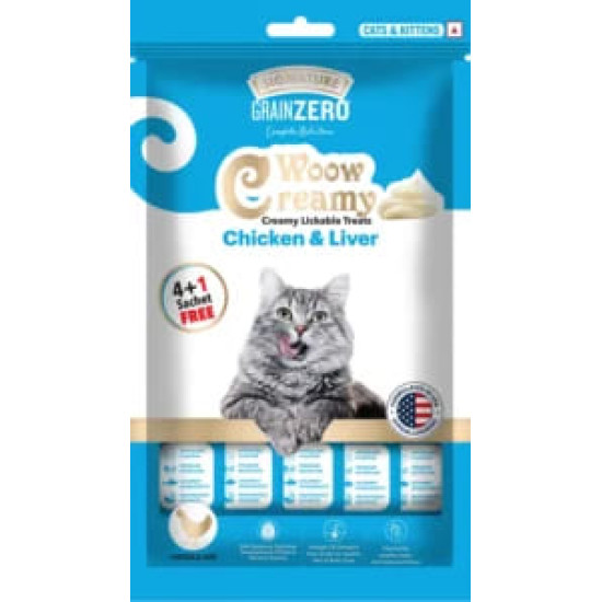 Signature GrainZero Woow Creamy Lickable Cat Treats – Chicken & Liver - 15g pack (20+4 (360g) sachets FREE)