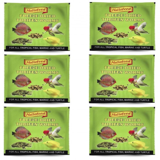 Hallofeed Special Tubifex Worms Fish Food,10gm (Pack of 6)