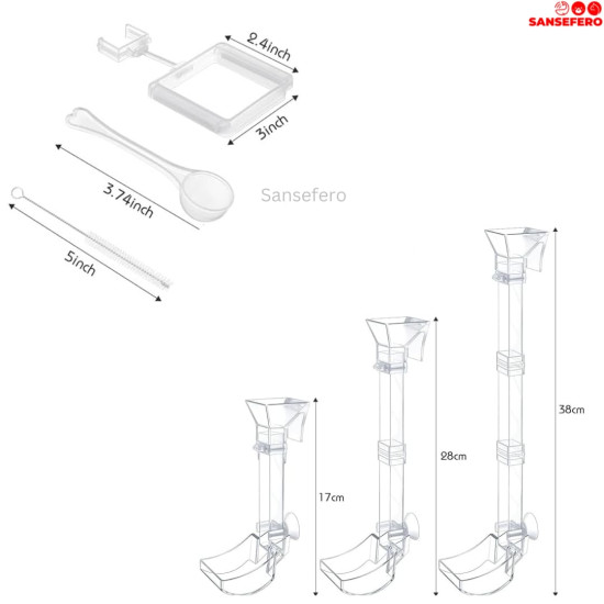 2 in 1 Acrylic Floating & Sinking Fish Food Feeder for Aquarium Fish|Adjustable Height|Feeding Spoon with Cleaning Brush|17-38CM Suits Upto 1.5 Feet Height Tank 2 in 1 Acrylic Floating & Sinking Fish Food Feeder for Aquarium Fish|Adjustable Height|Feeding Spoon with Cleaning Brush|17-38CM Suits Upto 1.5 Feet Height Tank