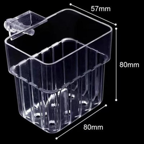 2 Pcs White Acrylic Hanging (Square) Water Plant Holder Pot for Aquarium Fish Tank, Aquaponic Plant Growing Landscape Plants