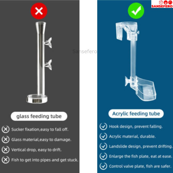 2 in 1 Acrylic Floating & Sinking Fish Food Feeder for Aquarium Fish|Adjustable Height|Feeding Spoon with Cleaning Brush|17-38CM Suits Upto 1.5 Feet Height Tank 2 in 1 Acrylic Floating & Sinking Fish Food Feeder for Aquarium Fish|Adjustable Height|Feeding Spoon with Cleaning Brush|17-38CM Suits Upto 1.5 Feet Height Tank