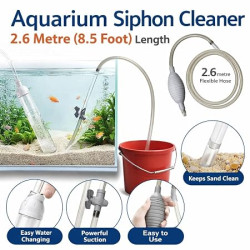 CUBEOne Advanced Aquarium Siphon Cleaner with Valve Control and Extra-Long 2.6 Metre Hose, Manual Pressure Pump, Gravel Vacuum