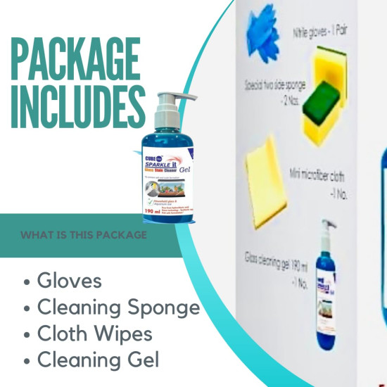 CubeOne Glass Stain Cleaner | Remove Salt and White Scale Formation | Safe for Fish | Package Includes with Cleaning Sponge and Wipes and Gloves