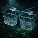 2 Pcs White Acrylic Hanging (Square) Water Plant Holder Pot for Aquarium Fish Tank, Aquaponic Plant Growing Landscape Plants