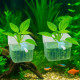2 Pcs White Acrylic Hanging (Square) Water Plant Holder Pot for Aquarium Fish Tank, Aquaponic Plant Growing Landscape Plants