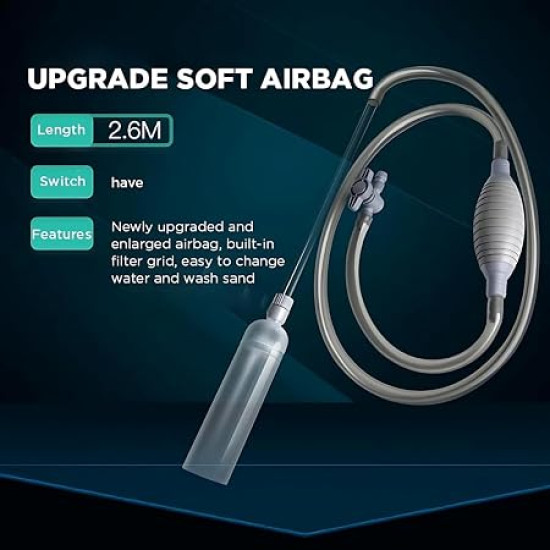 CUBEOne Advanced Aquarium Siphon Cleaner with Valve Control and Extra-Long 2.6 Metre Hose, Manual Pressure Pump, Gravel Vacuum