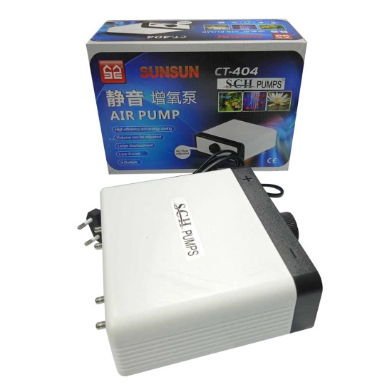CT-404 Sunsun Silent 4-Way Aquarium Air Pump for Fish Tank, Aquarium, Hydroponic, Aqua Farming