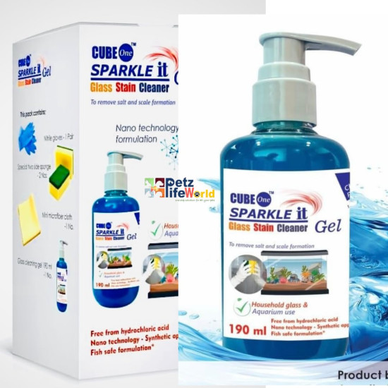 CubeOne Glass Stain Cleaner | Remove Salt and White Scale Formation | Safe for Fish | Package Includes with Cleaning Sponge and Wipes and Gloves