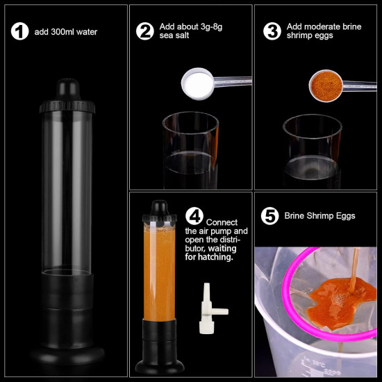 Brine Shrimp Eggs Incubator Hatchery Kit, Plastic Artemia Hatcher Tool for Fish Tank, Aquarium, Breeding and Hatching