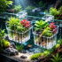 2 Pcs White Acrylic Hanging (Square) Water Plant Holder Pot for Aquarium Fish Tank, Aquaponic Plant Growing Landscape Plants