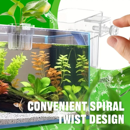 2 Pcs White Acrylic Hanging (Square) Water Plant Holder Pot for Aquarium Fish Tank, Aquaponic Plant Growing Landscape Plants