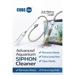 CUBEOne Advanced Aquarium Siphon Cleaner with Valve Control and Extra-Long 2.6 Metre Hose, Manual Pressure Pump, Gravel Vacuum