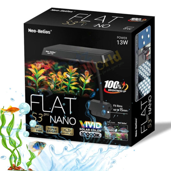 Neo Helios Flat Nano S3 Pro+ 13W Full Spectrum 10000K LED Light for Planted Aquarium
