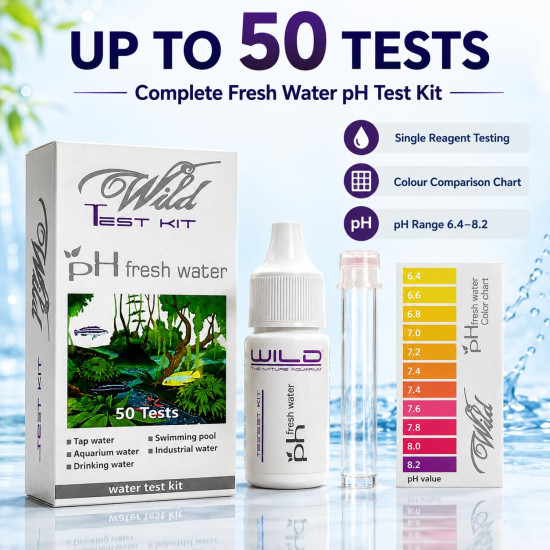 Aquatic Remedies Wild Ph Fresh Water Test Kit(50 Tests)Suitable For Aquarium Water,Swimming Pool,Industrial Water,Drinking Water And Tap Water