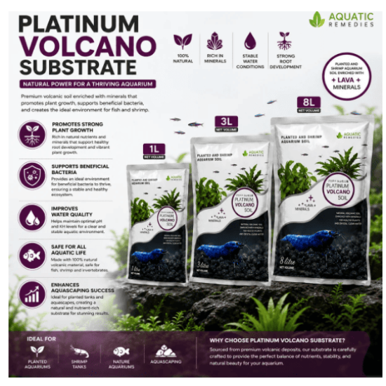 Aquatic Remedies Platinum Volcano Substrate | Premium Volcanic Aquarium Soil