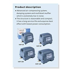 Hailea HAP 100 Air Pump - 80W Flow Rate 100 L/M 