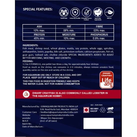 Life Aayu Dwarf Crayfish Blue - 15gm