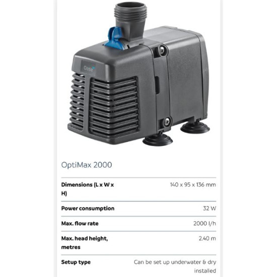 Oase Optimax Water Pump (3 years warranty by company)