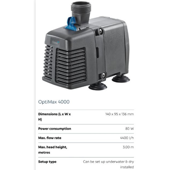 Oase Optimax Water Pump (3 years warranty by company)