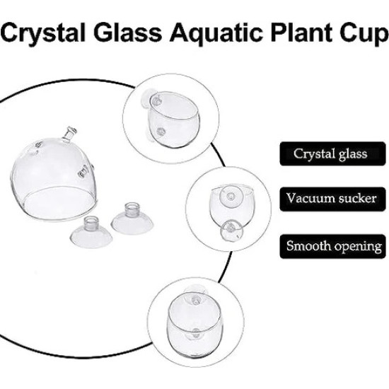 Plant Pot for Aquarium Fish Tank | Carpet Plants Planting Glass Pot | Crystal Clear Glass Pot with with Strong Suction Cup Plant Pot for Aquarium Fish Tank | Carpet Plants Planting Glass Pot | Crystal Clear Glass Pot with with Strong Suction Cup