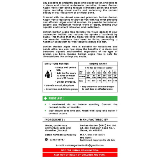 Sunken Garden Zero Algae Free