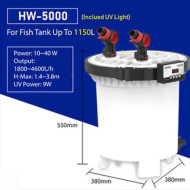 SunSun HW 5000 Aquarium Fish Tank Canister Filter with UV | 50 W | 4600 L/H | Suitable for 5-6 Feet Tank SunSun HW 5000 Aquarium Fish Tank Canister Filter with UV | 50 W | 4600 L/H | Suitable for 5-6 Feet Tank