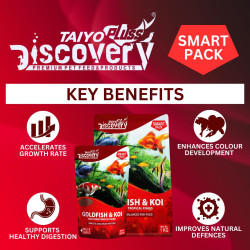 Taiyo Pluss Discovery Smart Pack Fish Food - 1 kg Bag Pellets | Highly Nutritious Floating Pellets with Krill & Garlic for All Tropical Fishes | Daily Nutrition for Health, Growth & Colour