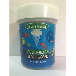 AUSTRALIAN BLACK WORMS FREEZE DRIED - PLUS SPINACH - 25GMS AUSTRALIAN BLACK WORMS FREEZE DRIED - PLUS SPINACH - 25GMS